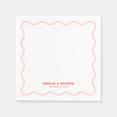 Serviette En Papier Cocktail Mariage rose et rétro (Devant)