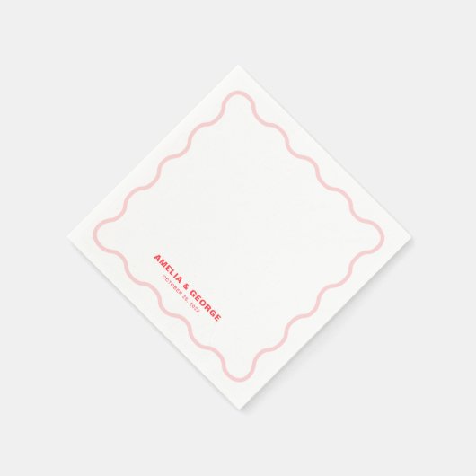 Serviette En Papier Cocktail Mariage rose et rétro (Coin)