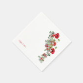 Serviette En Papier Cocktail Mariage rouge d'Eucalyptus Floral (Coin)