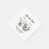 Serviette En Papier Cocktail Mariage simple à 2 chiens (Coin)
