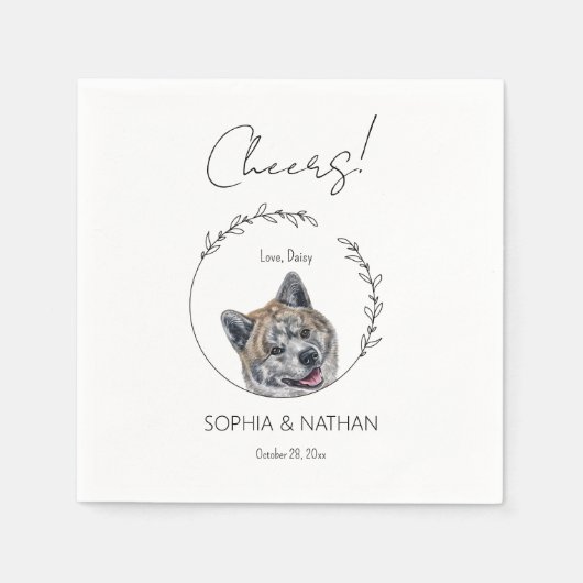 Serviette En Papier Cocktail Mariage simple Akita Dog (Devant)