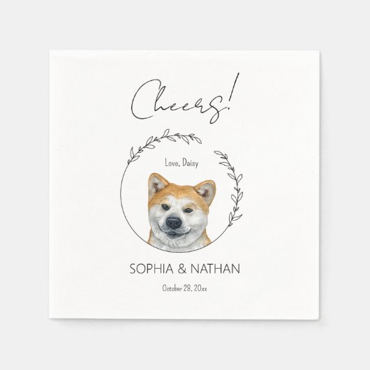 Serviette En Papier Cocktail Mariage simple Akita Dog (Devant)