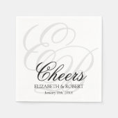 Serviette En Papier Cocktail mariage Simple Cheers Monogramme (Devant)