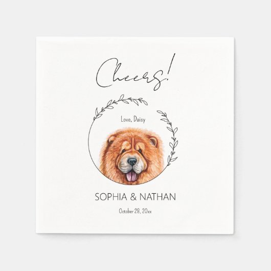Serviette En Papier Cocktail Mariage simple Chow Chow Chien (Devant)
