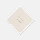 Serviette En Papier Cocktail Mariage Simple Cream Gold Text (Coin)