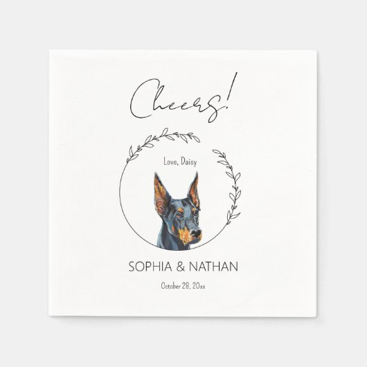 Serviette En Papier Cocktail Mariage simple Doberman Pinscher Dog (Devant)