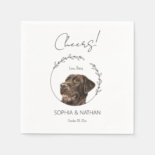 Serviette En Papier Cocktail Mariage simple Labrador Retriever Dog (Devant)