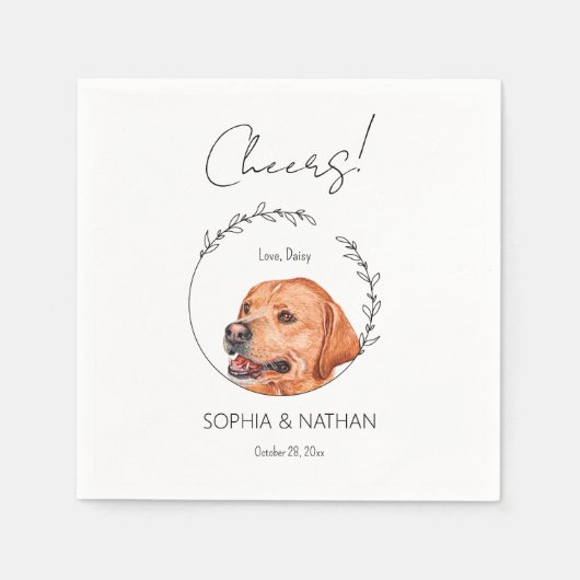 Serviette En Papier Cocktail Mariage simple Labrador Retriever Dog (Devant)