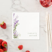 Serviette En Papier Cocktail Mariage simple Lavande verte II (En situation)