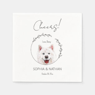 Serviette En Papier Cocktail Mariage simple Samoyed Dog
