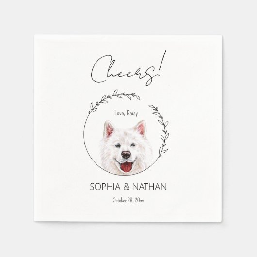 Serviette En Papier Cocktail Mariage simple Samoyed Dog (Devant)