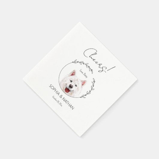 Serviette En Papier Cocktail Mariage simple Samoyed Dog (Coin)