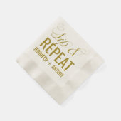 Serviette En Papier Cocktail Mariage "Sip & Repeat" personnalisé (Coin)