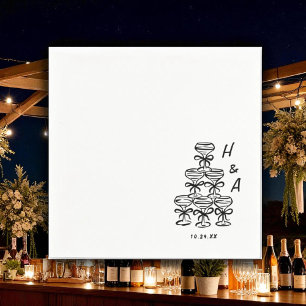 Serviette En Papier Cocktail Mariage Tour Champagne Whimsical