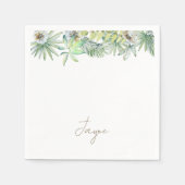 Serviette En Papier Cocktail Mariage Tropical Personnalisé Simple (Devant)