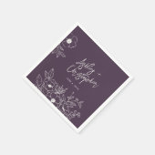 Serviette En Papier Cocktail Mariage violet végétal végétal minimal (Coin)