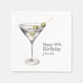 Serviette En Papier Cocktail Martini 60e fête d'anniversaire (Devant)