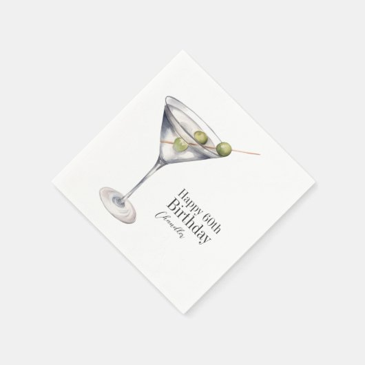 Serviette En Papier Cocktail Martini 60e fête d'anniversaire (Coin)