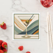 Serviette En Papier Cocktail Martini Conception du milieu du siècle (En situation)