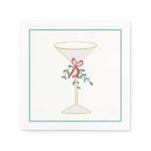Cocktail Martini & Mistletoe Napkin
