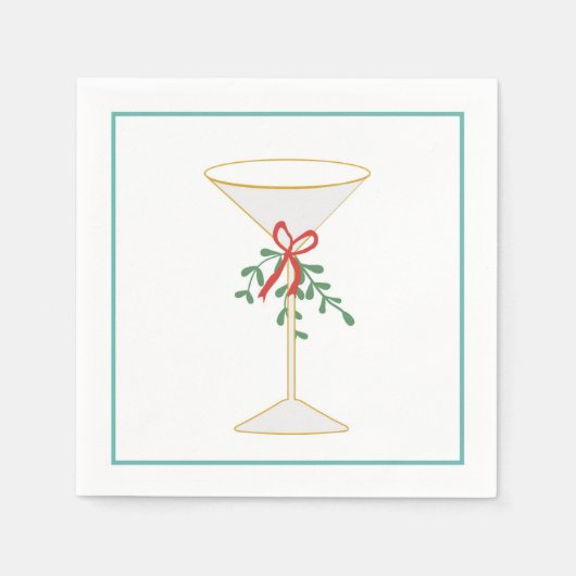 Serviette En Papier Cocktail Martini & Mistletoe Napkin (Devant)