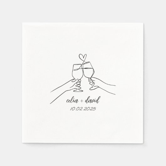 Serviette En Papier Cocktail minimaliste de mariage (Devant)