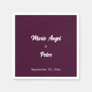Serviette En Papier Cocktail minimaliste de mariage prune foncé