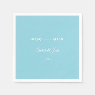Serviette En Papier Cocktail Moderne Bleu Clair & Blanc