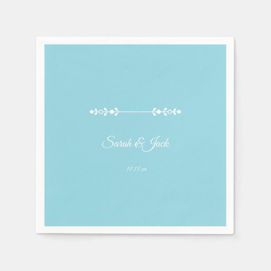 Serviette En Papier Cocktail Moderne Bleu Clair & Blanc (Devant)