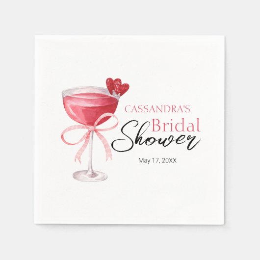 Serviette En Papier Cocktail moderne Boire Bow Fête des mariées rose (Devant)