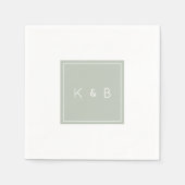 Serviette En Papier Cocktail moderne Monogram Light Sage (Devant)