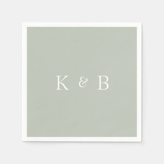 Serviette En Papier Cocktail moderne Monogram Light Sage II (Devant)