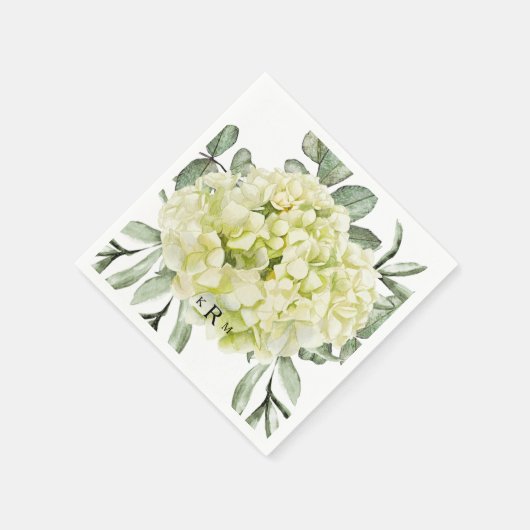 Serviette En Papier Cocktail monochrome noir Hydrangea (Coin)