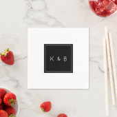 Serviette En Papier Cocktail Monogram B/W moderne (En situation)