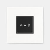 Serviette En Papier Cocktail Monogram B/W moderne (Devant)