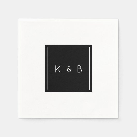 Serviette En Papier Cocktail Monogram B/W moderne (Devant)