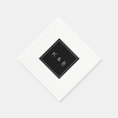 Serviette En Papier Cocktail Monogram B/W moderne (Coin)