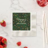 Serviette En Papier Cocktail Monogram, Happy Halloween Moons & Stars (En situation)