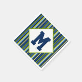 Serviette En Papier Cocktail Monogramme bleu et vert serviettes (Coin)