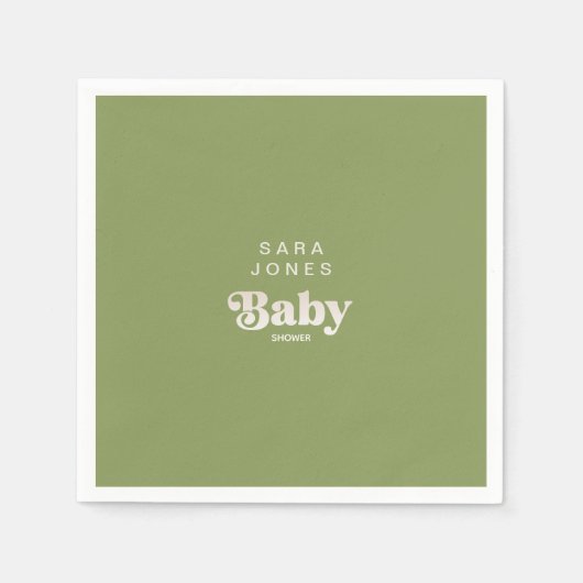 Serviette En Papier Cocktail Moss Green Baby shower (Devant)