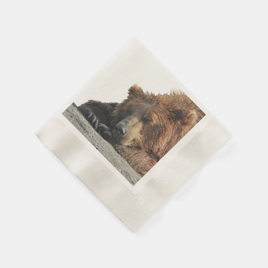 Serviette En Papier Cocktail moulé Napkin avec ours grizzli (Coin)