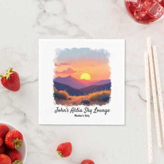 Serviette En Papier Cocktail Mountain Sunset Napkins (En situation)