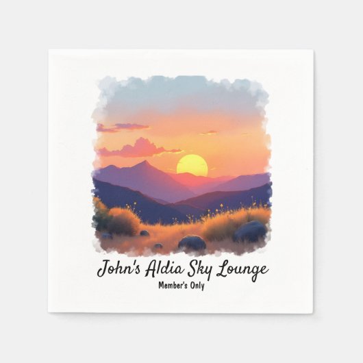 Serviette En Papier Cocktail Mountain Sunset Napkins (Devant)