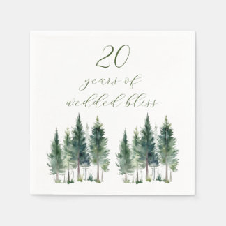 Serviette En Papier Cocktail Napkin | Anniversary | Forest Watercolor
