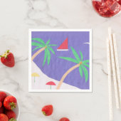 Serviette En Papier Cocktail Napkin avec un design de plage brillant (En situation)