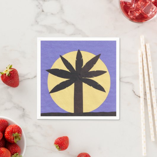 Serviette En Papier Cocktail Napkin avec un Palm Tree Design (En situation)