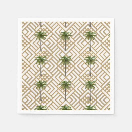 Serviette En Papier Cocktail Napkin Gold avec palmiers (Devant)