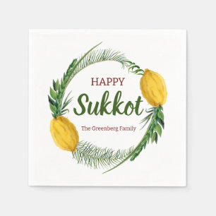 Serviette En Papier Cocktail Napkin Happy Sukkot Lulav Personnalisé