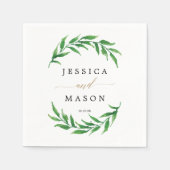Serviette En Papier Cocktail Napkin Mariage vert (Devant)