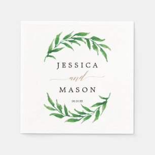 Serviette En Papier Cocktail Napkin Mariage vert